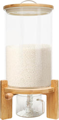 Glass Rice Dispenser, Grain Dispensers Clear Dry Food Storage Container, Flour Cereal Rice Storage Box With Sealed Lid And Measuring Cup For Storing Sugar/Coffee Beans/Oats/Kitchen Food