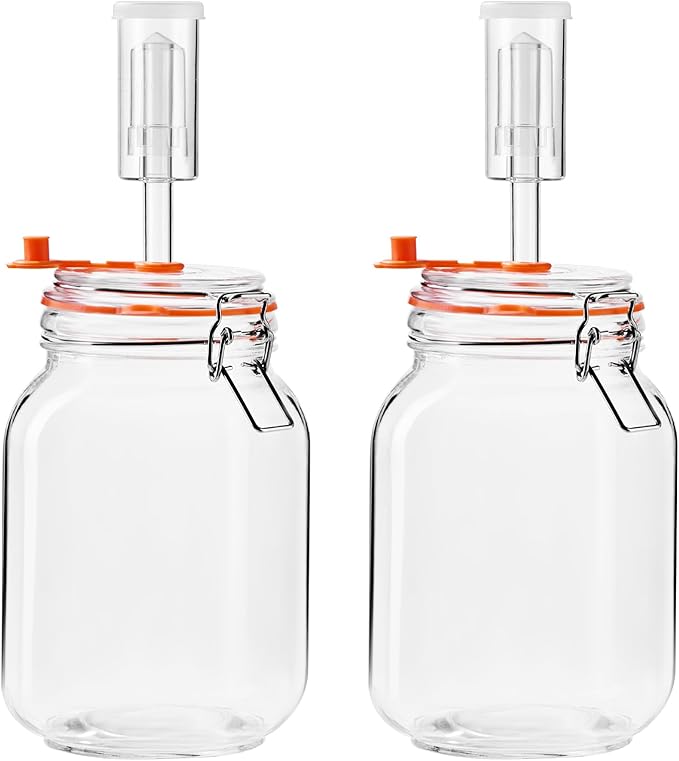 Fermentation Jar, 1.5 Liters Glass Fermenting Jar for Making Sauerkraut, Kimchi, Pickles, Mead, Cider & More, Pack of 2