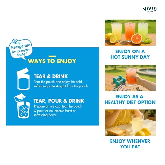 VIVID KITCHEN | Mixed Berry Ade Pouch drinks – Zero Sugar, Zero Calories | Korean Convenience Store Drink | No Artificial Preservatives or Corn Syrup | 6.4 fl oz (10 Pouches) (10 Pouch, Mixed Berry Ade)