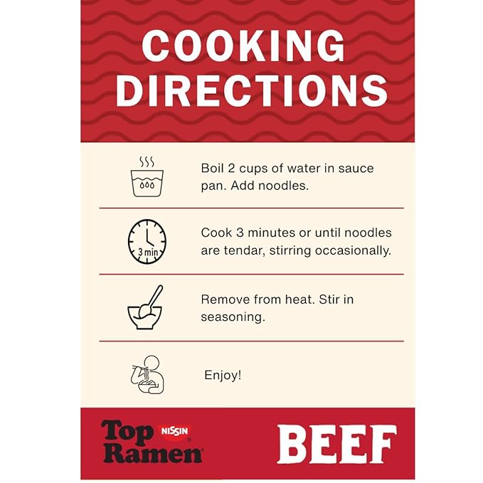 Nissin Top Ramen Noodle Soup, Beef, 3 Ounce (Pack of 24)