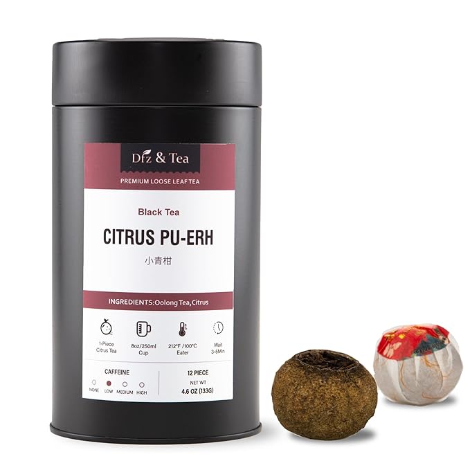 Dfz & tea Xinhui Citrus Puerh Tea,Chinese tea,Low Caffeinated,Make Hot or Cold,12 Piece, (4.6 Ounce)