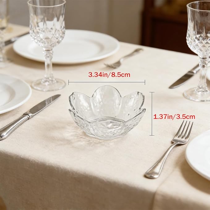 6Pcs Sakura Sauce Dishes Set, 3.34x1.37 inch Acrylic Cherry Blossom Dipping Bowls, Clear Small Condiment Dishes for Soy Sauce, Sushi, Snacks, and Party Appetizers