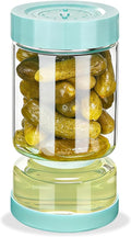 ZENS Pickle Jar with Strainer Flip, 37oz Pickle Container Olive Hourglass Jars, Pickle Juice Separator, Airtight Leakproof Lid, Glass Pickling Jars for Jalapeno-Dual Wet-Dry Design