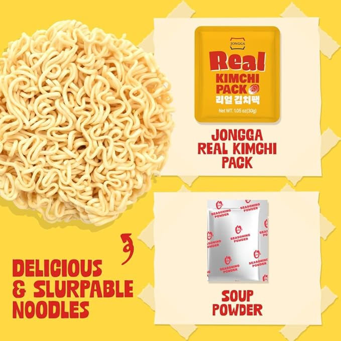 Instant Ramen Cup Noodles [ORIGINAL Kimchi | 6 CUPS/Pack] – Healthy, Bold & Tangy | Korean Spicy Noodle Soup with Real Fermented Kimchi | 0 Trans Fat | Easy to Cook Meal or Snack - O’food