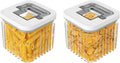 Oggi Airtight Clear Fluted Canister Set of 2 - Stackable Food Storage Containers with Lids, Vintage Modern Farmhouse Style, Kitchen Counter & Pantry Organization, Size - 2 x 40.5 fl oz / 1.2 Lt