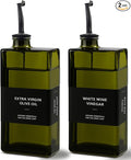 Olive Oil Dispenser Bottle for Kitchen 16.9oz, UV-Blocking Oil and Vinegar Dispenser Set, Soy Sauce Dispenser, Space Saving Design for Countertop (Green, 2pcs)