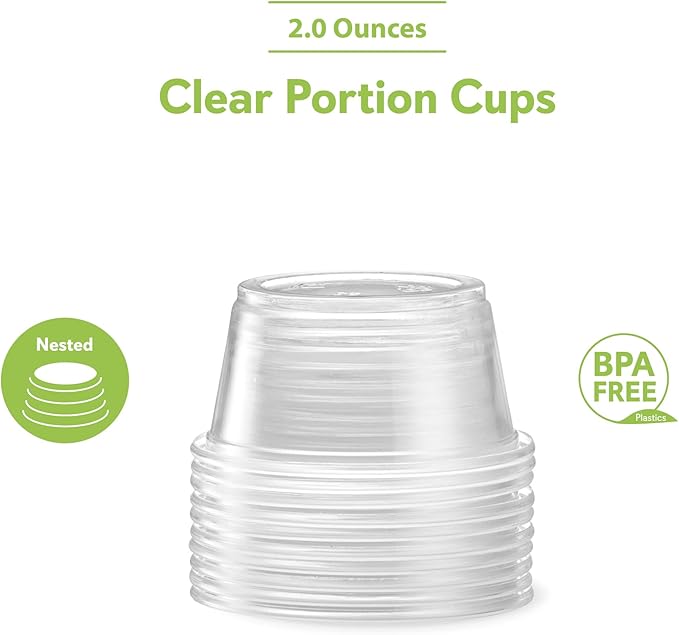 ELEGANT DISPOSABLES [2 oz - 200 Cups Clear] Diposable Plastic Portion Cups No Lids, Small Mini Containers For Portion Controll, Jello Shots, Meal Prep, Sauce Cups, Condiments, Medicine,
