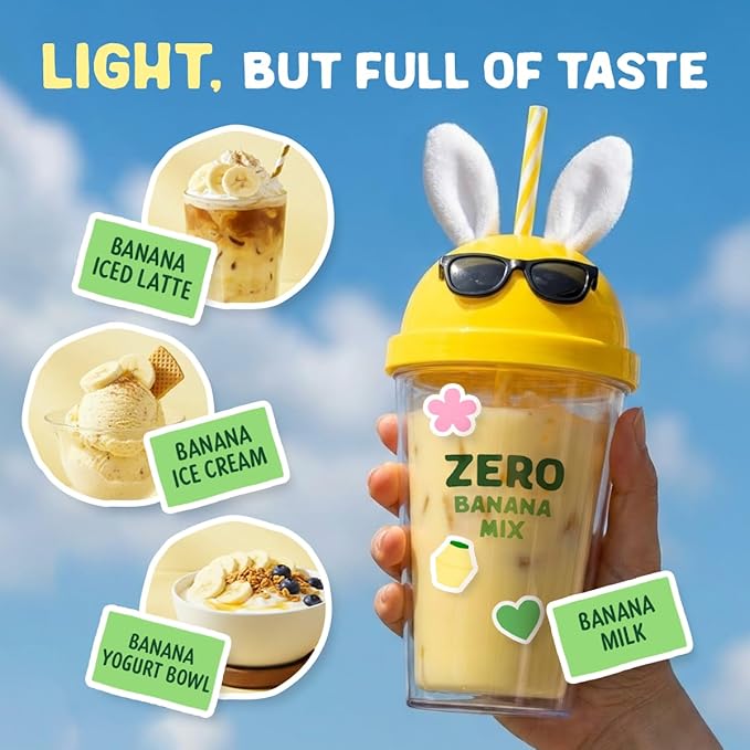 Kim’s Table Korean Banana Milk Flavored Mix Zero Sugar (10 sticks), Sweet & Creamy Banana Flavor, Sugar-Free Korean Beverage, Instant Pre-Mixed Beverage, Cafe Quality Low Calorie Korean Diet Drinks, 4.23 OZ 바나나우유