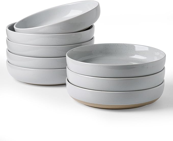 famiware Milkyway 33 oz Bowl Set, Pasta Bowls Set of 8, Salad Bowls Perfect for Your Friend for Housewarming, Thanksgiving, Christmas, Light Gray