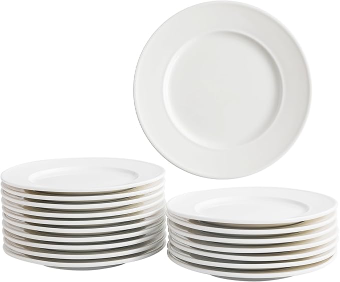 6 Inch Ceramic Dessert Plates Set of 18, Small Salad Plates, Porcelain Round Shaped Dinner Plates, Appetizer Plates for Cake Waffles Snacks Side Dish, Oven Microwave Dishwasher Safe, White