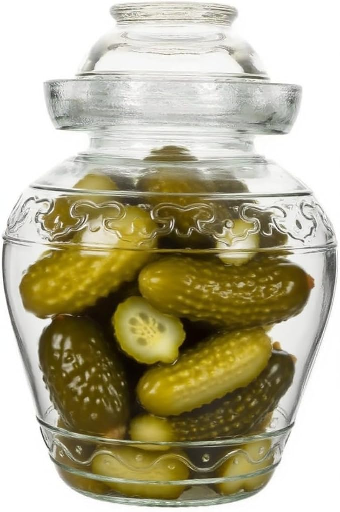 2.5 Liter Canning Jar Pickle Jar Glass Jar with Lid, Fermentation Kombucha Jar Crock with Water Seal for Making Pickles, Kimchi, Sauerkraut, Kombucha and Wine Brewing, Fermentation Kit