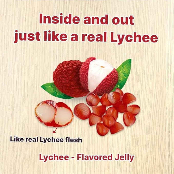 Korean Fruit Jelly Candy – Assorted Chewy Gummy Snacks – 5 Fruity Flavors (Grape, Plum, Lychee, Kiwi, Mango) – Individually Wrapped – Perfect for Kids & Adults – 알맹이젤리 (Lychee–1.26oz(36g) × 6pack)