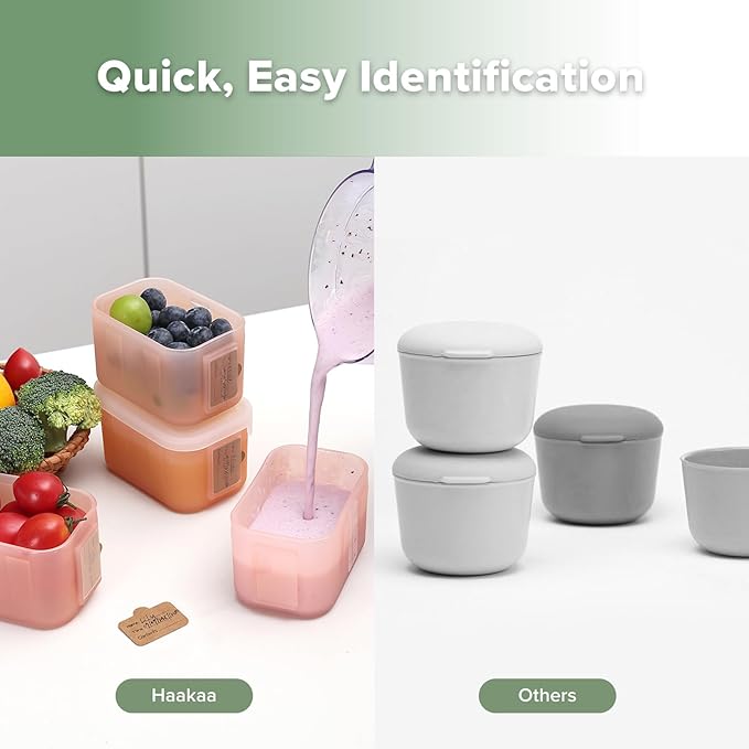 haakaa Mini Meal Silicone Storage Containers,8 oz Silicone Baby Food Containers with Airtight Lids,Reusable Baby Food Jars for Purees, Fruits & Snacks-Microwave & Dishwasher Safe,4 Pack,Blush