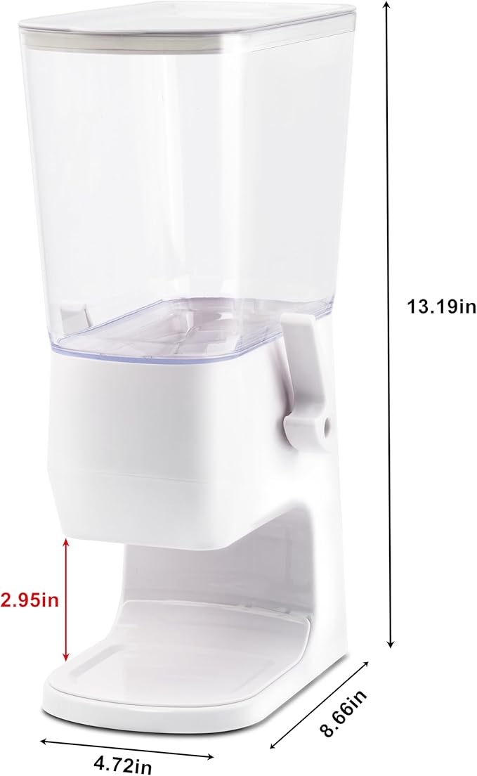 Cereal Dispenser Countertop,Cereal Containers Storage Snack Dispenser for Pantry, 3.2L Dry Food Dispenser for Grains, Nuts, Snack,Oatmeal, Pet food, White, 1Pc