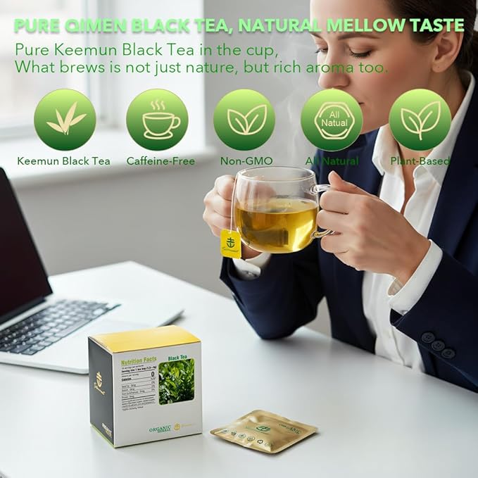 Soilmount - Keemun Black Tea - Chinese Black Tea - Pure Herbal Tea - Natural, Organic, Non-GMO, Clean Ingredients, Caffeine Free (18 Tea Bags, Box 1)