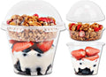 Aatriet 9oz Clear Plastic Parfait Cups with Insert 3.25oz & Dome Lids No Hole - (20 Sets) Yogurt Fruit Parfait Cups for Kids, for Dips and Veggies, Take Away Breakfast and Snacks. No Leaking