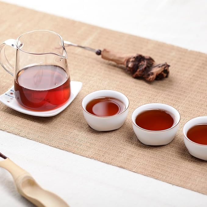 SANRAN Puerh Tea Cake, Aged Fermented Pu-er Tea, Chinese Yunnan Ripe Puer Tea, Gift for Family, Friends, 12.6oz/pack