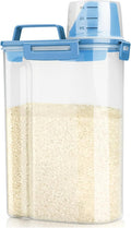 Viretec Rice Airtight Storage Container, 3 to 5Lbs Cereal Dry Food Flour Bin, Pet Dog Cat Food Dispenser with Measuring Cup, BPA Free Clear Plastic Kitchen and Pantry Organization Bin for Sugar, Pasta