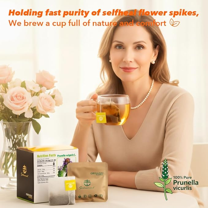 Soilmount - Self-Heal Tea - |Prunella vulgaris|xia ku cao|夏枯草| - Pure Herbal Tea - Natural, Organic, Non-GMO, Clean Ingredients, Caffeine Free (18 Tea Bags, Box 1)