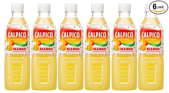 CALPICO Smooth, Creamy & Refreshing Non-Carbonated Beverage, Sweet and Tangy, Japanese Lactic Acid Drink 16.9 Fl oz (Pack of 6)