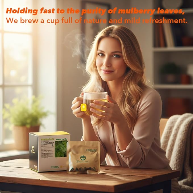 Soilmount - Mulberry leaf Tea - |sang ye|桑叶| - Pure Herbal Tea - Natural, Organic, Non-GMO, Clean Ingredients, Caffeine Free (18 Tea Bags, Box 1)