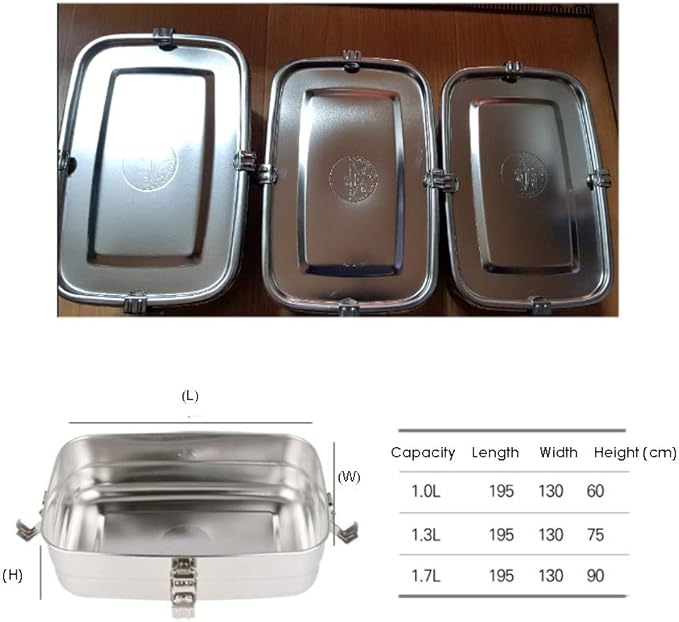 all Stainless Steel 304 Storage Sealed Container Set 3P (1.0L + 1.3L + 1.7L) for Storing Kimchi through Side Dish Vegetable Made in Korea