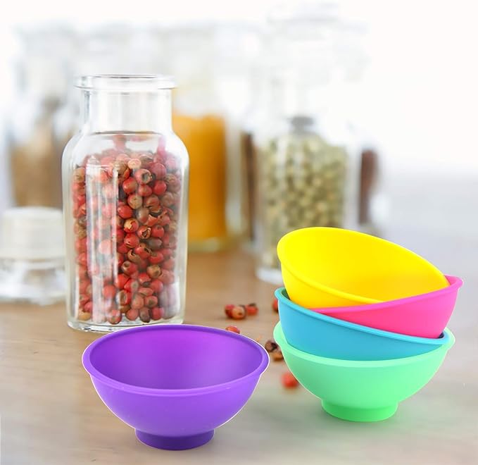Coopay 8 Pieces Mini Silicone Pinch Bowls Colorful Heat Resistant Snack Prep and Serve Bowls, Unbreakable, Flexible, 1.75 Oz (Solid Colors)