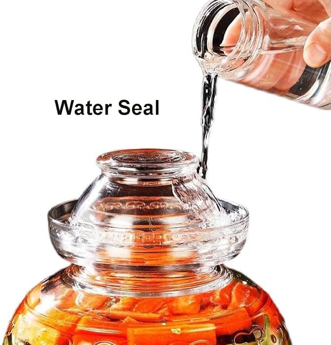 Glass Jar with Lid 2.5 Liter Fermentation Jar, Wide Mouth Large Fermenting Kit Crock with Water Seal Airlock Lid, Pickle Jar for Pickles Kimchi, Sauerkraut, Kombucha, Wine Brewing