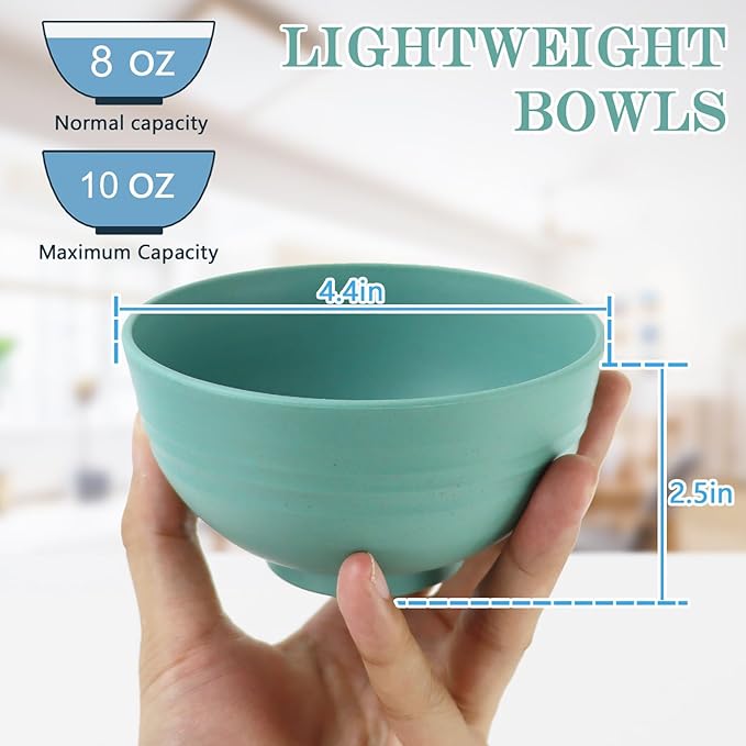 PYRMONT Wheat Straw Bowls Set of 8 Unbreakable Small Bowls 10 Oz Alternative Plastic Bowls Stackable Snack Bowls for Kitchen Dishwasher & Microwave Safe Cute Bowls for Candy,Smoothie-Multi