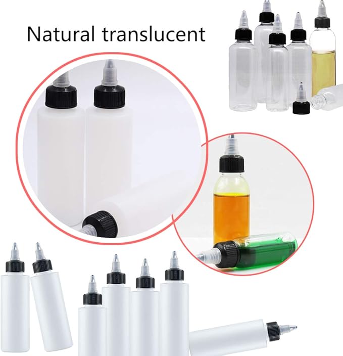 Meirrnyyu 20 Pcs 4 Oz Plastic Squeeze Condiment Bottles with Twist-on Cap Lids,Sauce Bottle with Squeeze Top,Squirt Condiment Bottles for Ketchup,Mustard,Olive Oil and More
