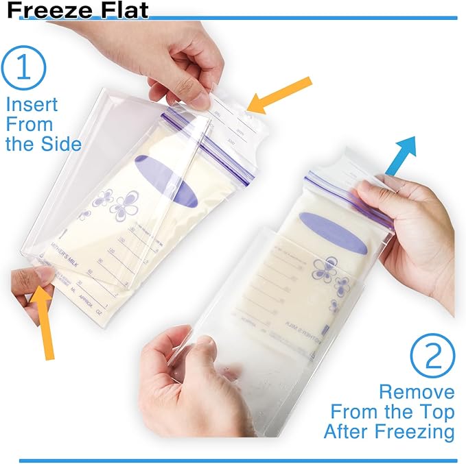 Ugotfeels Breastmilk Storage Container with Freezer Flattener Kit, Large Capacity Organizer Bins for Flattening Milk Bags, Save Refrigerator Space (2 Pack)