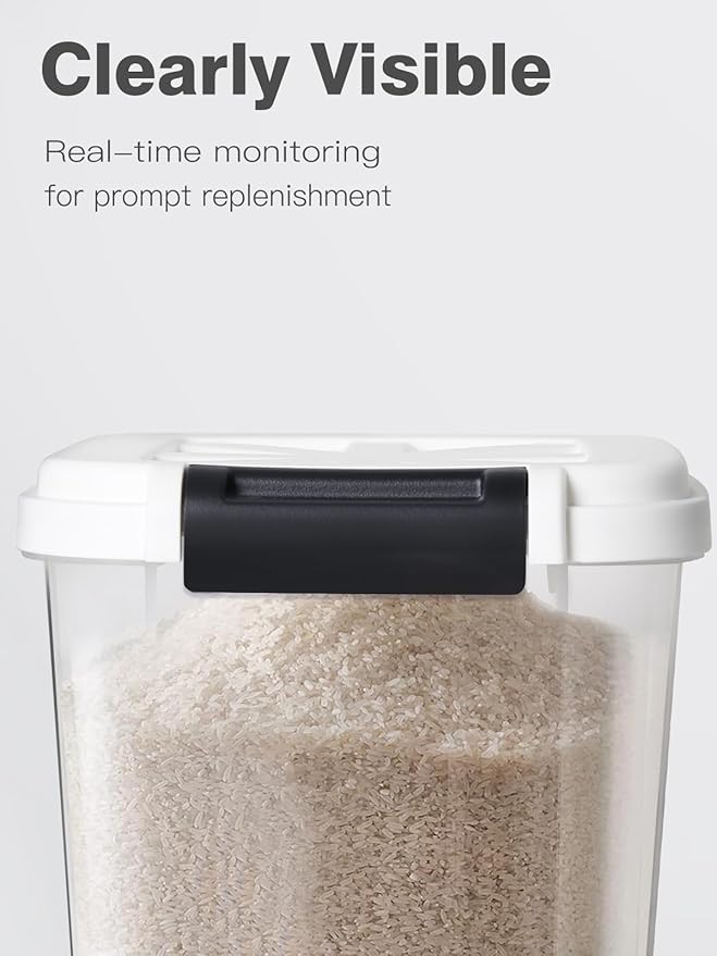 LivLab Mker Rice Dispenser - 50LBS Airtight food storage container with lids,cereal flour storage container with wheels, flour bin rice organizer (25KG)