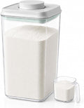 POP Airtight Flour-Rice Food-Storage Container - 4L/4.2Qt Jar with Lid and 3.3Oz Scoop | BPA-Free | Can Hold 5lb of Flour or 5lb of Rice | Stackable and Durable