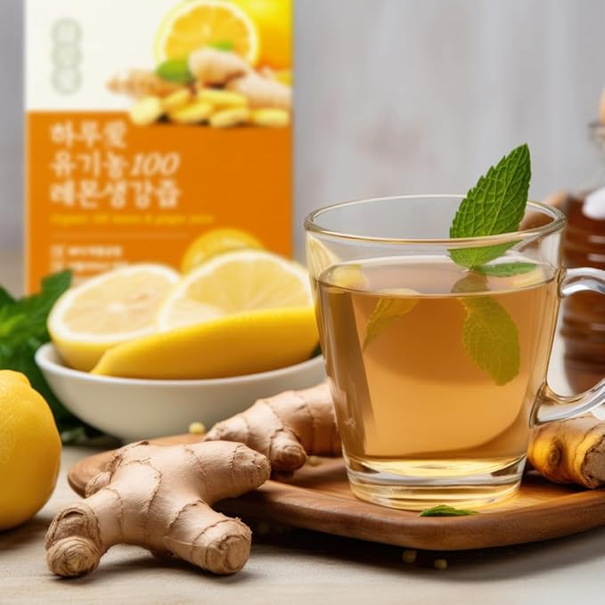 [30 Sticks] Organic 100% Pure NFC Lemon Ginger Juice Sticks – 15g Each – Balanced 50/50 Blend, Cold Pressed, Non-GMO, No Sugar Added