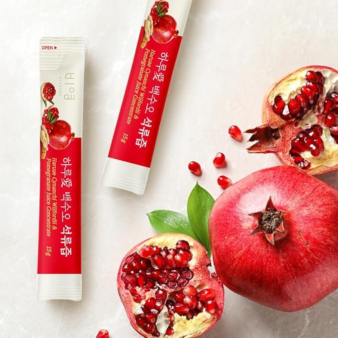 [14 Sticks] Pomegranate Juice – 15g Each, 1 Whole Pomegranate per Stick, Cold Pressed, Non-GMO, with Korean Pseudostellaria, Collagen & Liposomal Glutathione