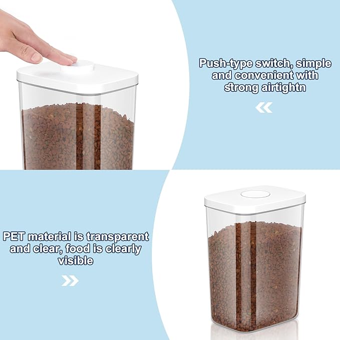 LEAWALK 5-8 Lbs/6Qt Airtight Dog Cat Food Storage Container and Pet Storage Bin BPA-Free, PET Clear Stackable Dog Treat Containers Measuring Scoop Suitable for Dogs Food, Cats Food and Other Dry-2Pack