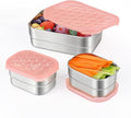 Tanjiae Small Stainless Steel Lunch Containers for Kids | Leak Proof Snack Containers with Silicone Lids - Perfect Metal Lunch Box with Lids for School and Daycare (25oz+8oz*2)