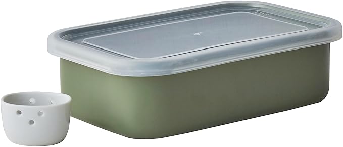 Nodahoro Bran Pickles, Komachi, Refrigerator, Storage Container, Lid, Drain and Drain Included, Olive Made in Japan