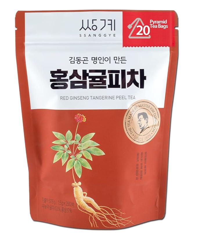 Ssanggye Red Ginseng Tangerine Peel Tea 1.5g x 20 Tea Bags Premium Herbal Tea Tangy Sweet Citrus Herb Blended Korean Oriental Daily Drink Made in Korea