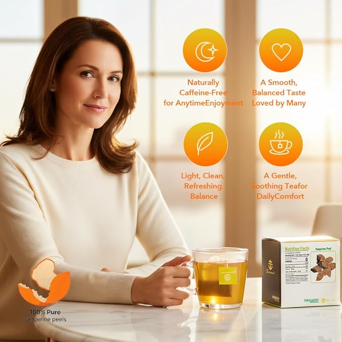 Soilmount - Tangerine Peel Tea - |Chen Pi| - Pure Herbal Tea - Natural, Organic, Non-GMO, Clean Ingredients, Caffeine Free (18 Tea Bags, Box 1)