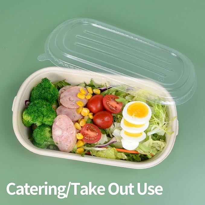 50 Pack 32 oz Disposable Meal Prep Containers Disposable Food Containers with Lids, Paper Togo Containers for Meal Prep, Lunch, Leftover (50 Bowls 50 Lids)