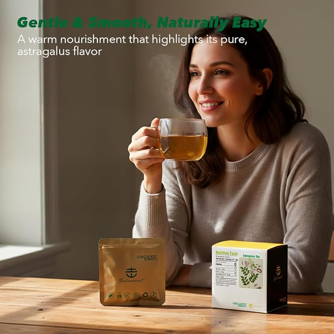 Soilmount - Astragalus Tea - |Astragali Radix|huang qi|黄芪| - Pure Herbal Tea - Natural, Organic, Non-GMO, Clean Ingredients, Caffeine Free (18 Tea Bags, Box 1)