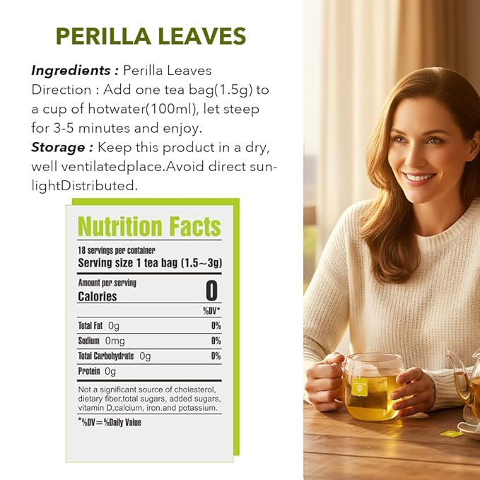 Soilmount - Perillae Folium tea - |Perilla Frutescens|Zisuye|紫苏叶|자소엽| - Pure Herbal Tea - Natural, Organic, Non-GMO, Clean Ingredients, Caffeine Free (18 Tea Bags, Box 1)