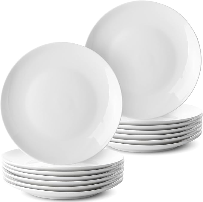 BTaT- White Dessert Plates, 8 inch, Set of 12, Small Plates for Appetizers
