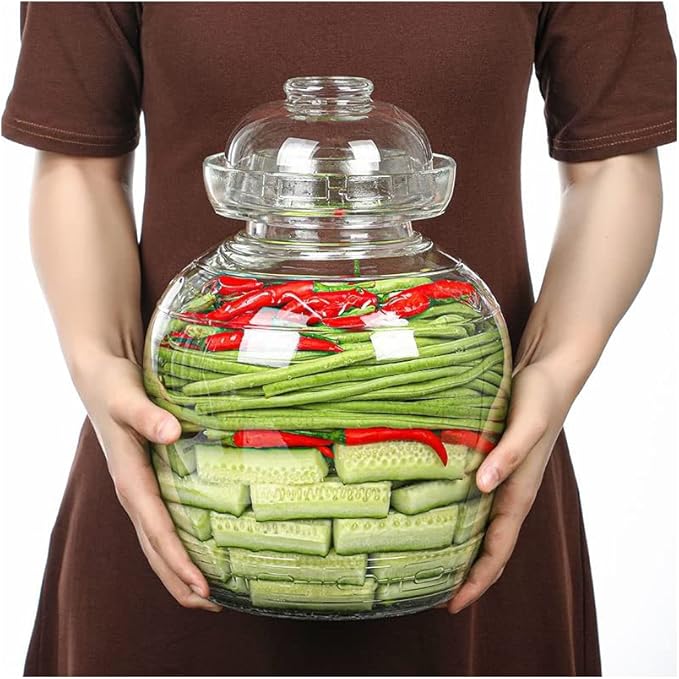 2.5 Liter Pickle Jar Glass Jar with Lid, Fermentation Kit with Water Seal Airlock Lid, Canning Jar for Pickles, Kimchi, Sauerkraut, Kombucha, Paocai