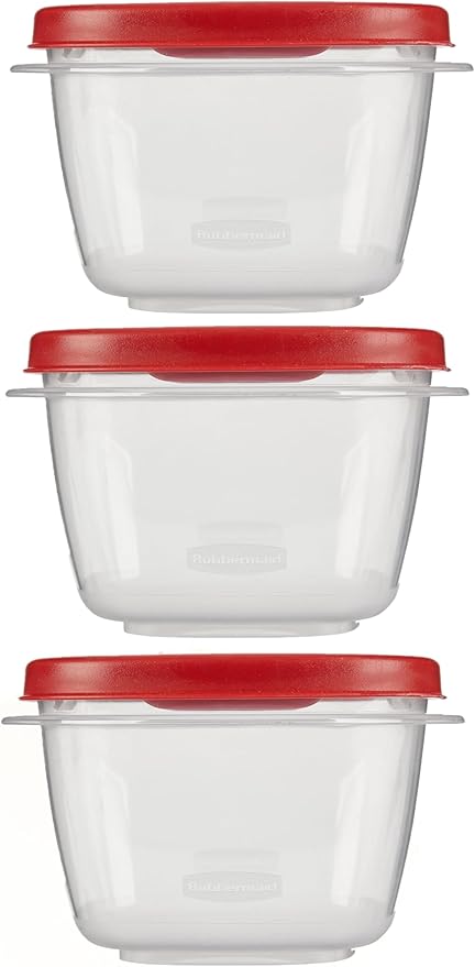 Rubber maid Food Storage Containers Two Cup Food Storage Containers 7 Piece Set, Easy Find Lids, 3 Containers, 3 Lids Chalk Pen And Chalk Labels