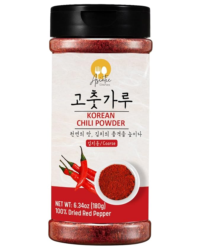 Korean Gochugaru Red Pepper Flakes, 6.34 oz Bottle – Sun-Dried Coarse Chili Powder for Kimchi, Jjigae, Stir-Fry & Korean BBQ – 100% Pure, No MSG, No Additives – Shaker-Ready Spice Bottle