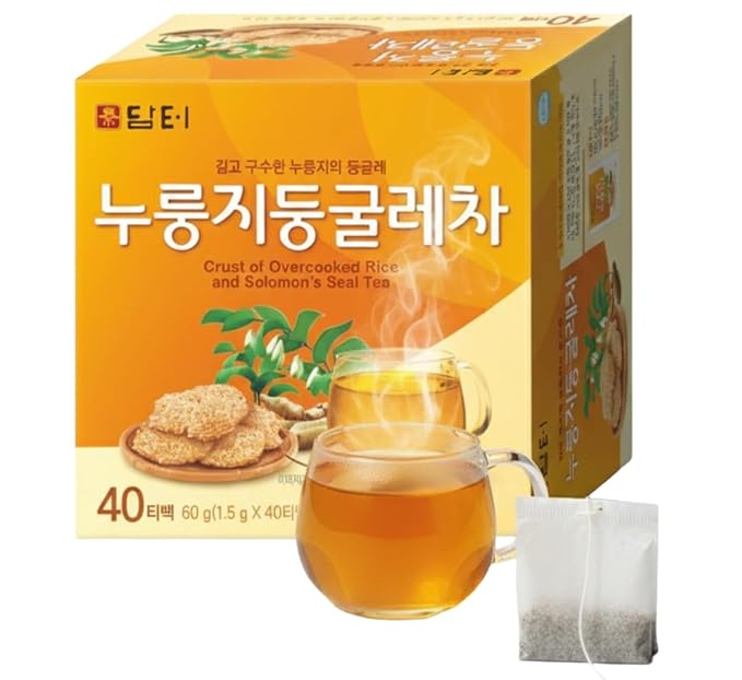 Damtuh Korean Roasted Rice Tea Bags with Solomon’s Seal, Caffeine-Free Traditional Tea, 1.5g x 40 Bags
