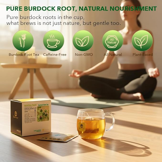 Soilmount - Burdock Root Tea - Pure Herbal Tea - Natural, Organic, Non-GMO, Clean Ingredients, Caffeine Free (18 Tea Bags, Box 1)