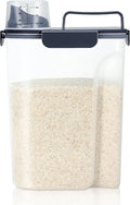 LEAWALK Airtight Rice Storage Container, 7-10Lbs Cereal Dry Food Flour Bin, Pet Dog Cat Food Dispenser with Measuring Cup, BPA Free Plastic Kitchen and Pantry Organization Bin for Sugar-Lnk Blue